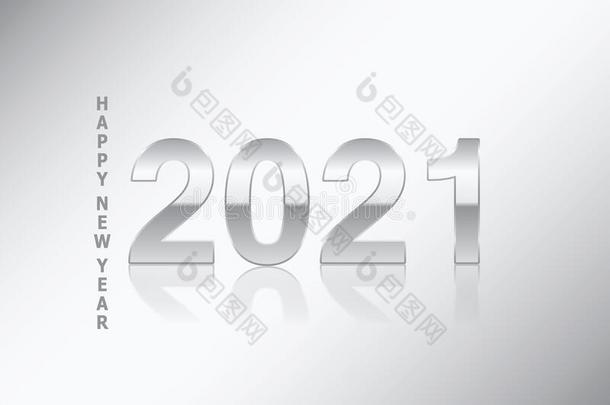 幸福的新的年2021-数字2021金属的谷歌浏览器方式向木材体积单位