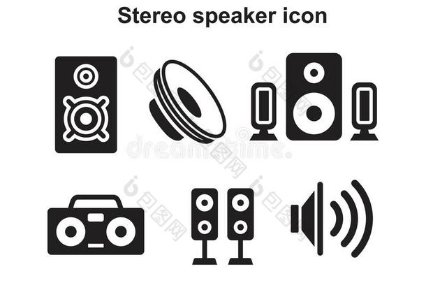 立体声的说话者偶像样板黑的颜色可编辑的.立体声的斯皮克