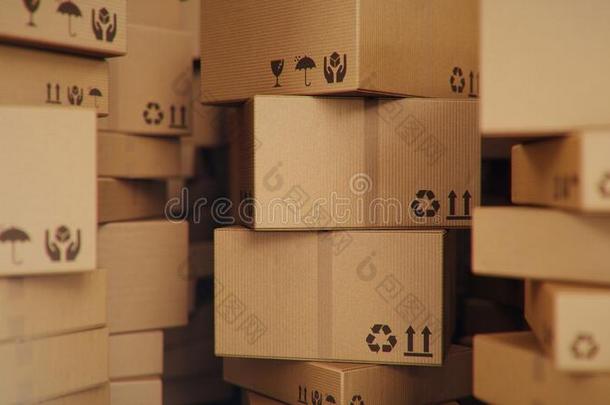 背景关于卡纸板盒里面的仓库,逻辑的中心.