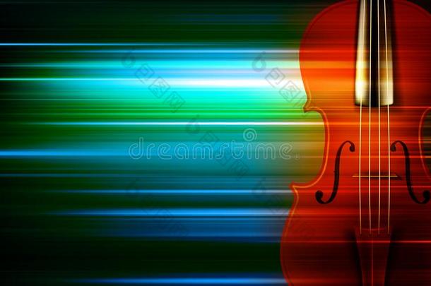 抽象的绿色的音乐背景和小提琴