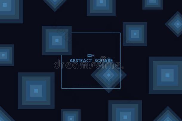 抽象的蓝色最小的正方形模式艺术品海报设计后面