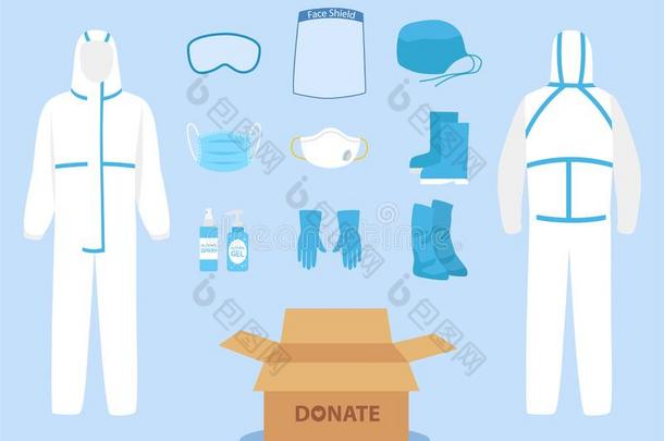 人捐赠个人的tectiveequipment个人保护装置个人的保护的一套外衣衣服隔离的和
