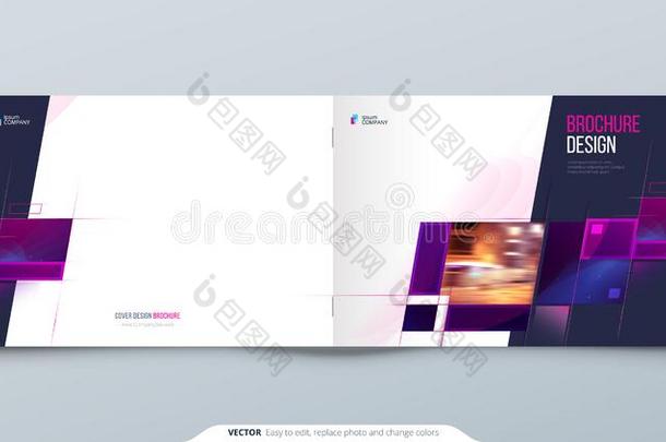 紫色的风景小册子遮盖样板布局设计.社团