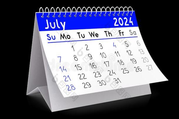 七月2024-表日历-3英语字母表中的第四个字母说明
