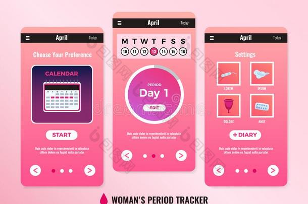 pre-menstrualsyndrome经前综合征女人可移动的计算机应用程序日历设计观念