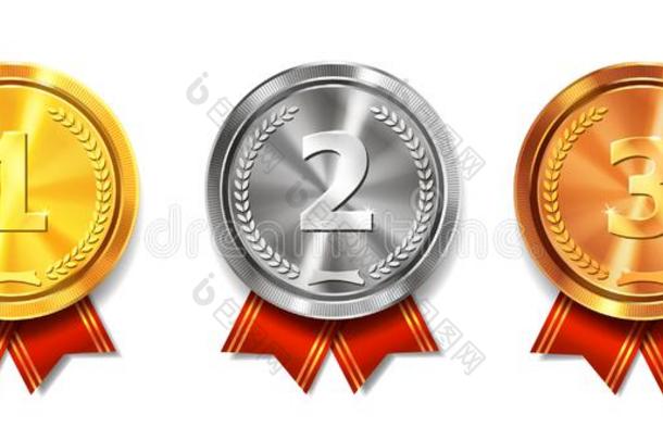 金,银和青铜奖章.冠军和获胜的人奖品奖章
