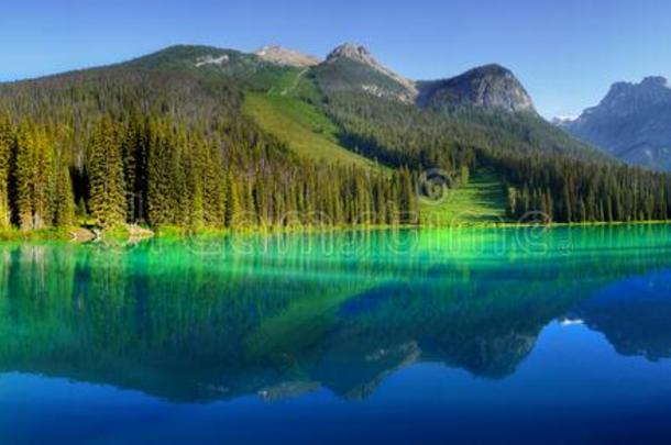 风景优美的山湖风景加拿大全景画