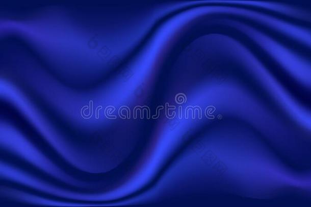 蓝色丝波状的背景.光滑的发光的缎质地,深的蓝色