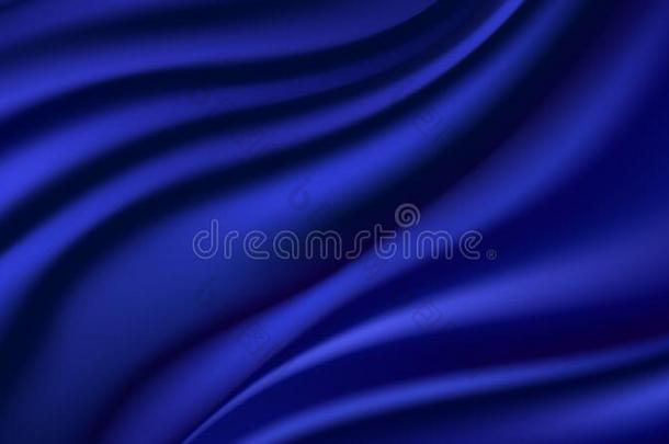 蓝色丝波状的背景.光滑的发光的缎质地,深的蓝色
