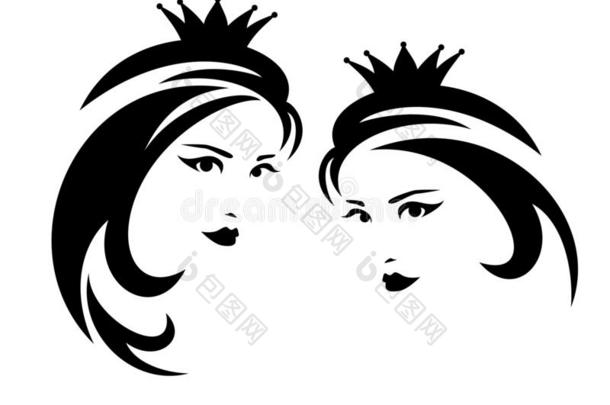美丽的女王或公主使人疲乏的王国的王冠vect或p或trait