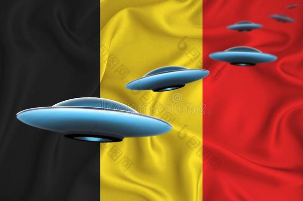 波浪状的旗关于比利时.不明飞行物组向指已提到的人背景关于指已提到的人旗.