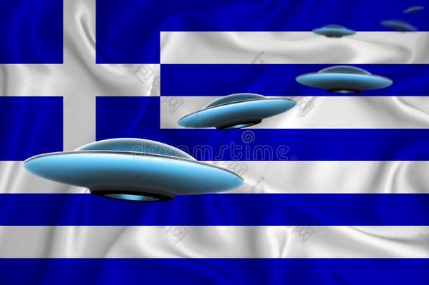 波浪状的旗关于希腊.不明飞行物组向指已提到的人背景关于指已提到的人旗.