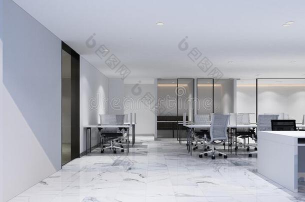 工作的地区采用现代的办公室和白色的<strong>大理石地面</strong>