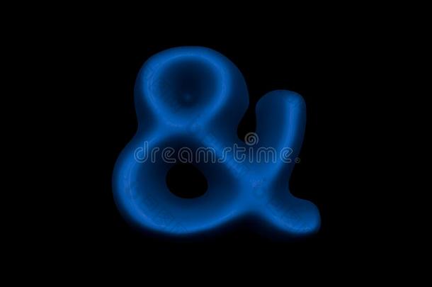 发光的蓝色塑料制品字体-的记号名称隔离的向黑的背景