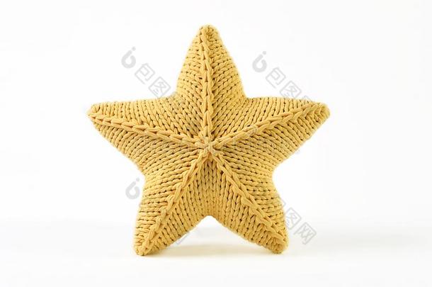 黄色的愈合num.五-尖的星合适的枕头向白色的后台