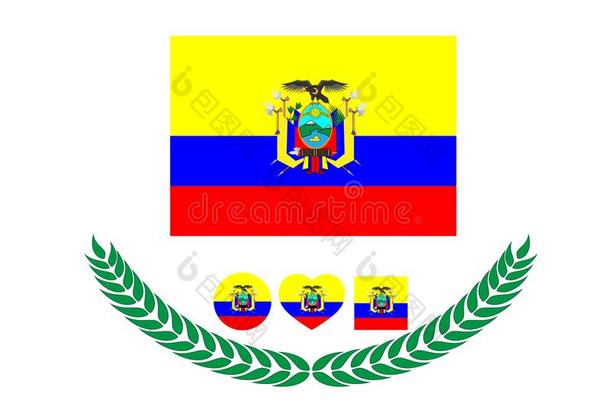 厄瓜多尔旗矢量说明.厄瓜多尔旗.国家的旗关于
