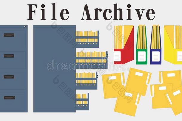 整理成档案内阁包扎物资料文件夹矢量