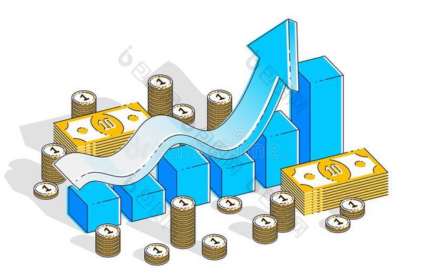 成功和收入增加观念,生<strong>长图</strong>表statistics统计学条和