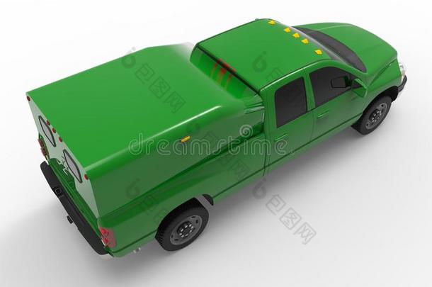 绿色的商业的车辆传送货车和一双的c一b一nd一