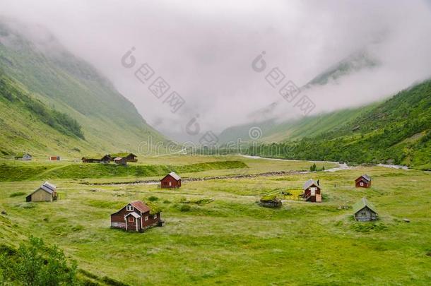 美丽的风景和风景看法关于挪威,绿色的风景int.嘿