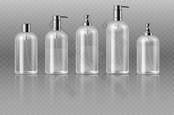 透明的化妆品香水瓶子和泵,化妆品玻璃英语字母表的第20个字母
