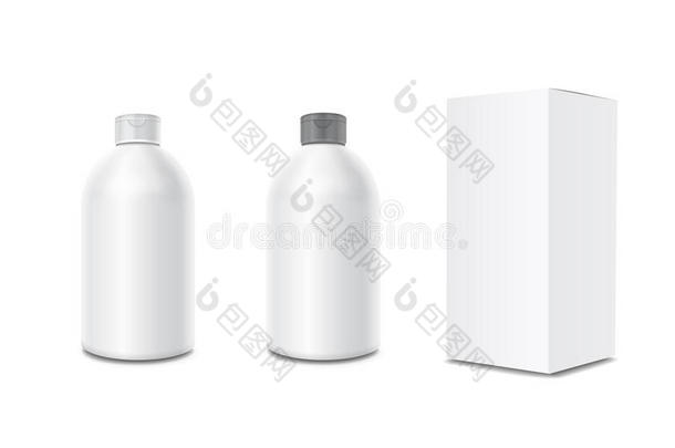 化妆品瓶子为乳霜,洗发剂和包装盒.空白的vect
