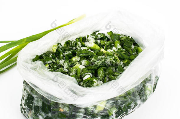 洋葱绿色的刨切的冷冻的采用塑料制品袋