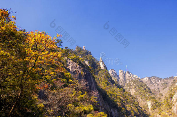 黄色的山中国风景