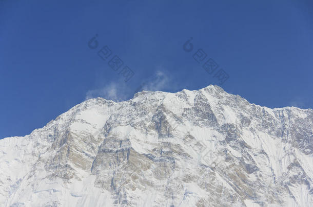 喜马拉<strong>雅安</strong>纳布尔那山num.一,雪山山峰采用蓝色天,尼泊尔