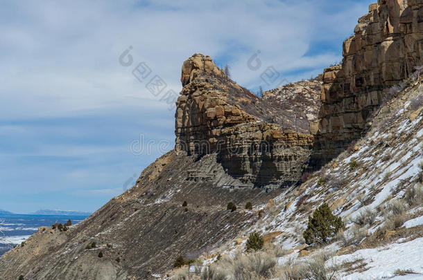 平顶山Cape佛得角国家的公园沙漠山冬雪风景