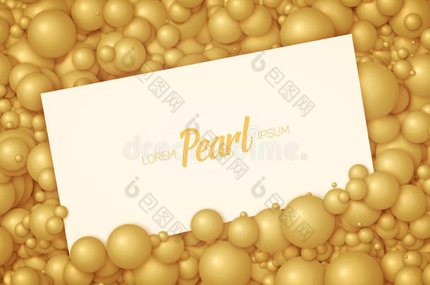 矢量说明关于卡片放置采用金色的珍珠或球.