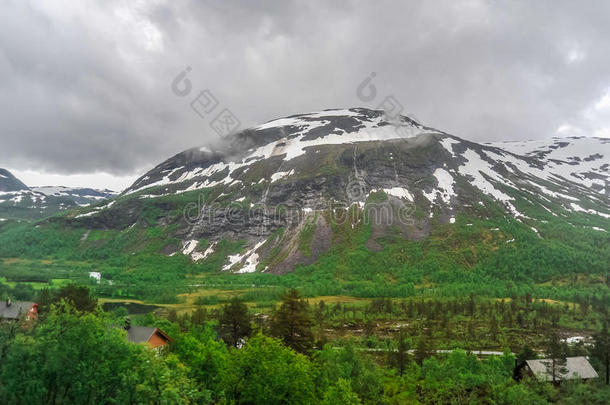 美丽的风景和风景看法关于挪威,绿色的风景关于