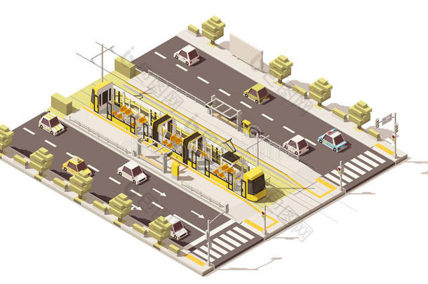 矢量等大的低的工艺学校<strong>专注</strong>的有轨电车轨道小路
