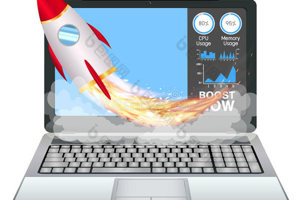便携式电脑和速度加速促进玩具火箭