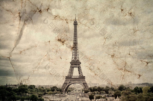Eiffel语言语言塔采用巴黎.V采用tage看法背景.旅行Eiffel语言语言老的