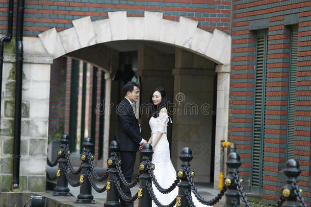 中国人新娘和使整洁,婚礼对