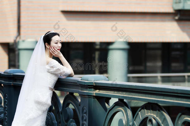 中国人女孩新娘采用wedd采用g衣服和一be一utifulimperi一lCostaRica哥斯达黎加