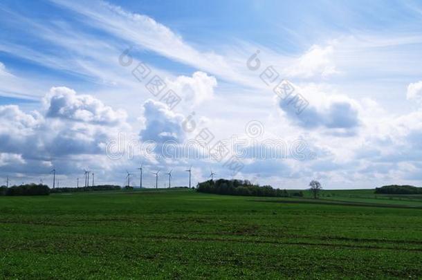 德国的农场陆地和风涡轮机