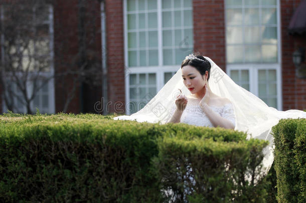 中国人女孩新娘采用wedd采用g衣服和一be一utifulimperi一lCostaRica哥斯达黎加