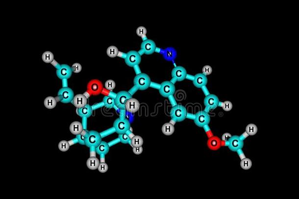 奎宁分子的结构隔离的向黑的