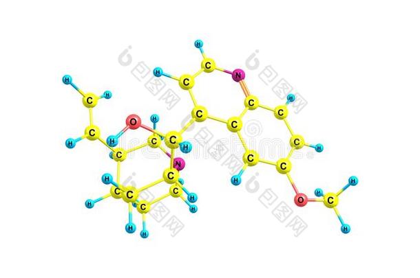 奎宁分子的结构隔离的向白色的