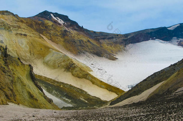 全景画看法里面的火山口关于穆特诺夫斯基火山,堪察加半岛,上游阻力