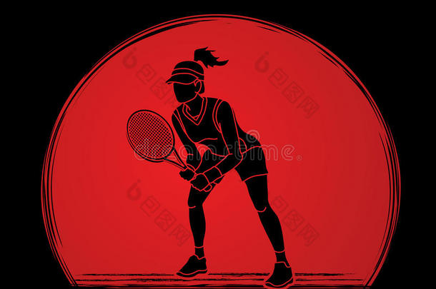 网球演员行动,女人比赛网球