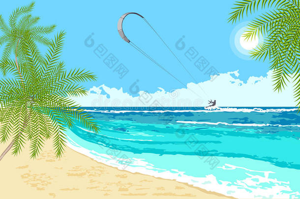 海滨风景和海风筝