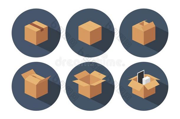 敞开的和关闭着的回收利用棕色的尤指装<strong>食品</strong>或液体的)硬纸盒传送<strong>包装盒</strong>.