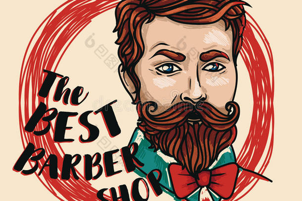 商品推销海报为指已提到的人最好的理发店和上端关于时髦的男人