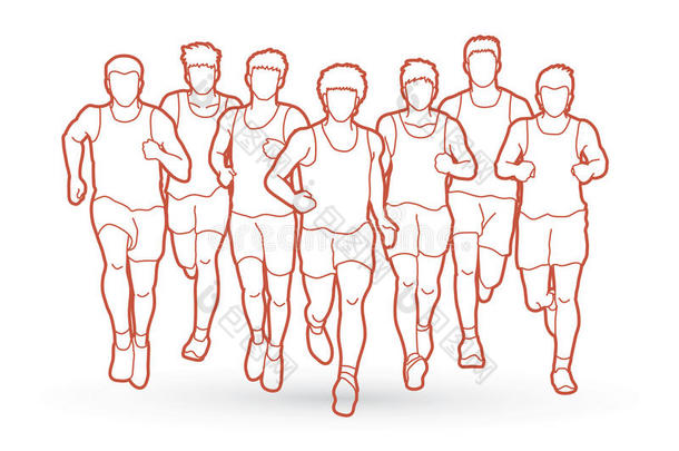 马拉松赛跑跑步的人,组关于人跑步,人跑步
