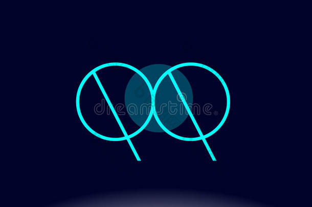 QQ英语字母表的第17个字母英语字母表的第17个字母蓝色线条圆字母表信标识偶像样板vectograp矢量图