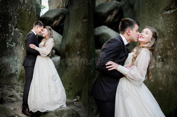 把<strong>对折</strong>照片关于新婚夫妇接吻的经过指已提到的人岩石