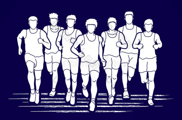马拉松赛跑跑步的人,组关于人跑步,人跑步